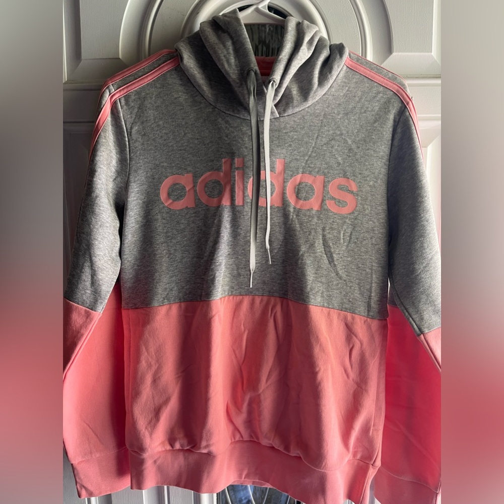 NWOT Adidas hoodie gray/peachie pink